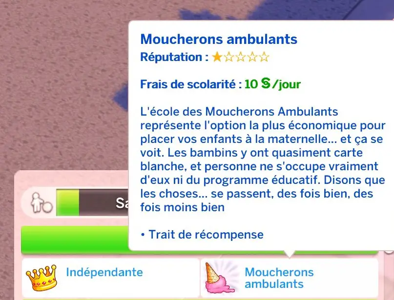 Traits maternelle moucherons ambulants Sims 4
