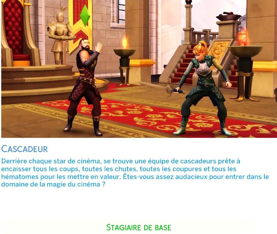 Carrière cascadeur Sims 4 mod Kiara