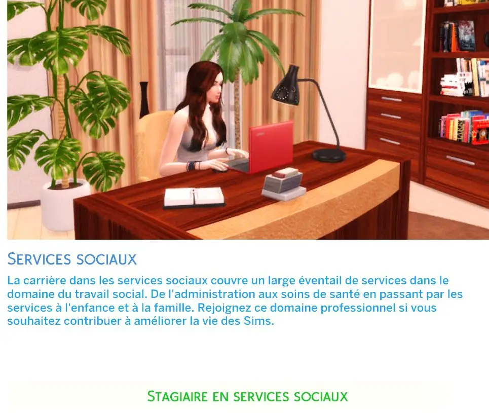 Carrière services sociaux mod sims 4 Kiara