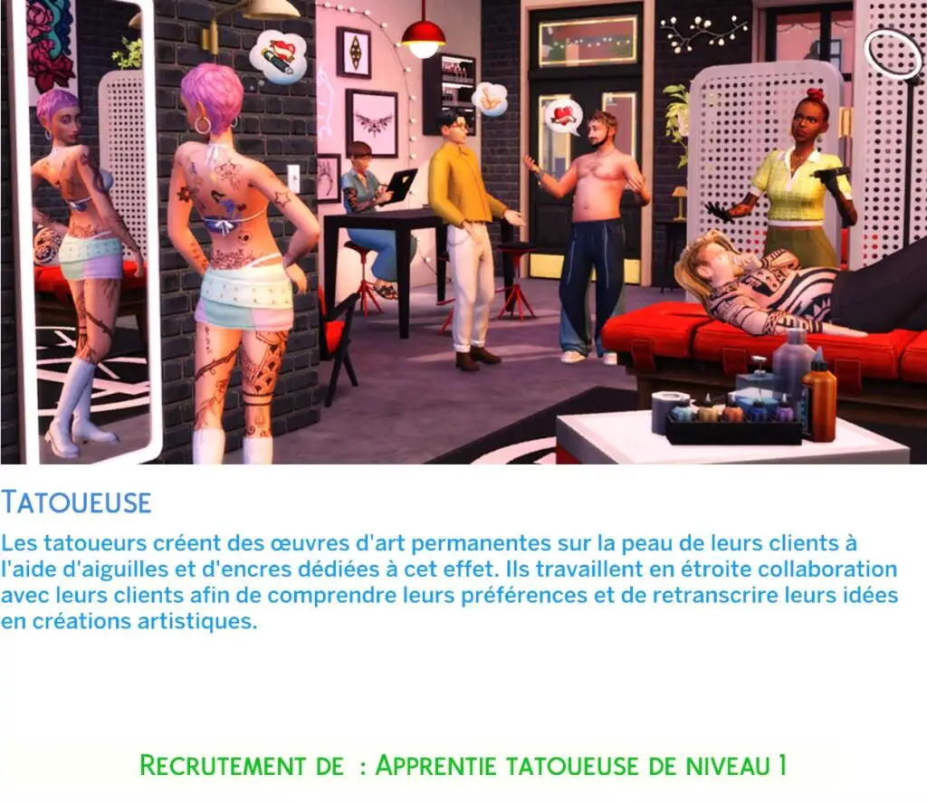 Carrière tatoueur Sims 4