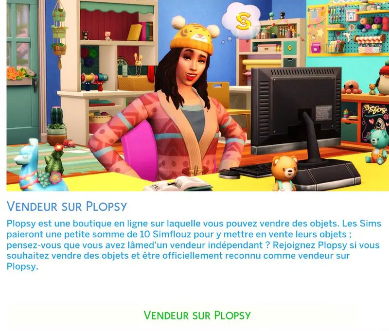 Carrière vendeur Plopsy Kiara Mod Sims 4