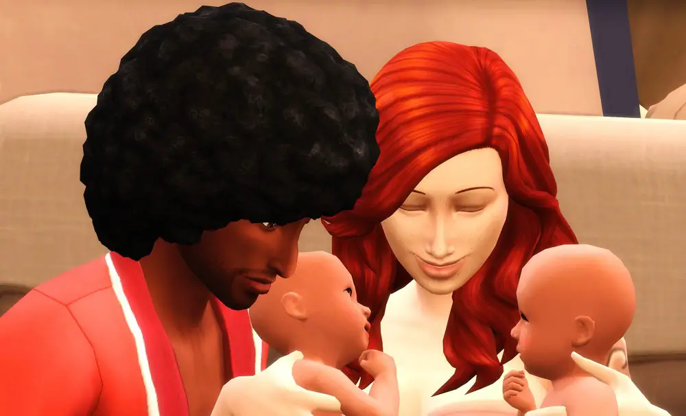 Accouchement jumeaux lit maison mod sims 4
