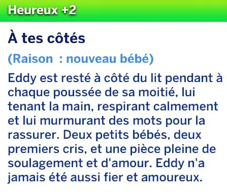 Buff à tes côtés mod accouchement