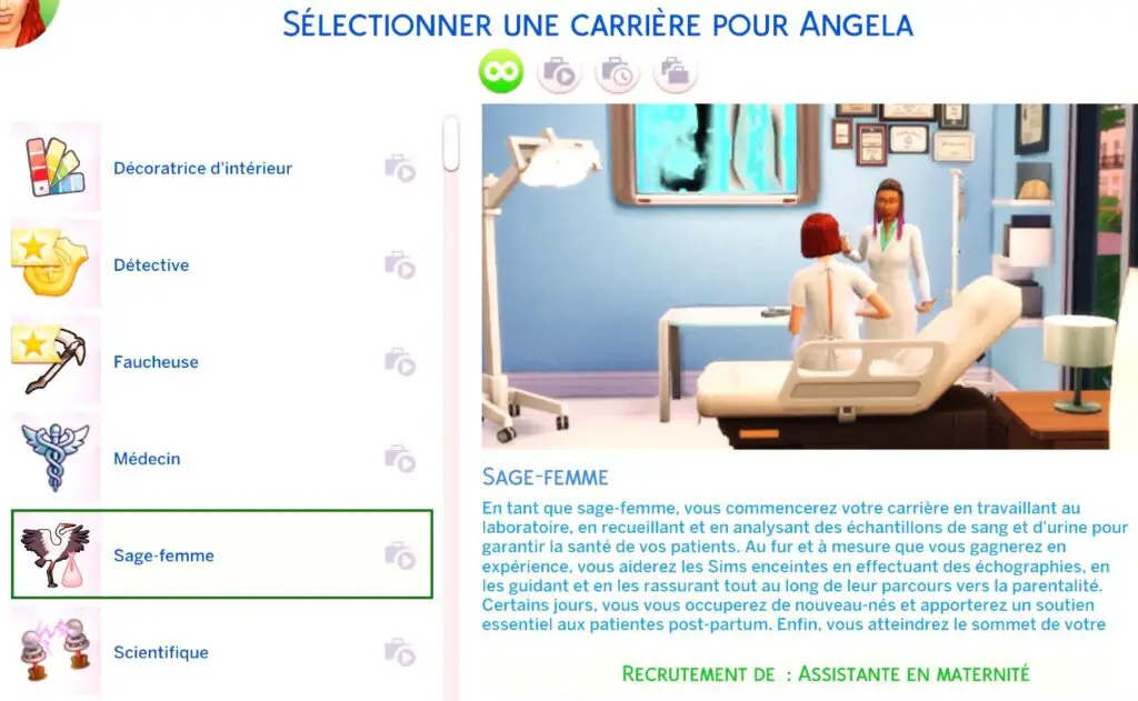Carrière sage-femme mod sims 4 accouchement