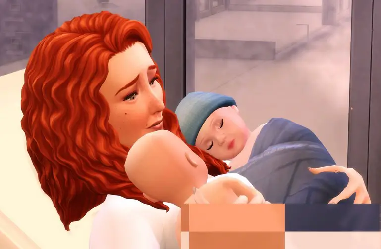 Mère Sim deux enfants fausse couche mod accouchement Sims 4