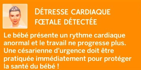 Notif détresse foetale patiente sage-femme sims 4