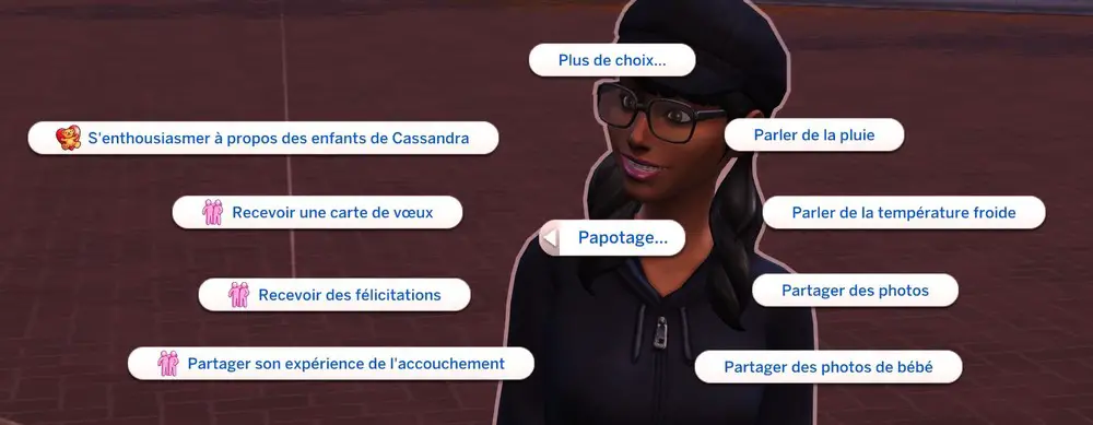 Nouvelles interactions séjour hospitalier post accouchement Sims 4