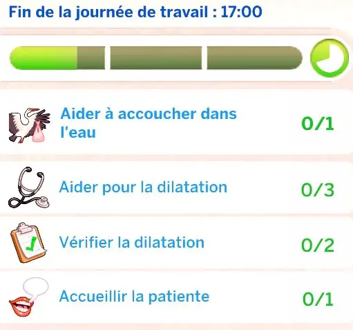 Objectifs accouchement à domicile sage femme Sims 4