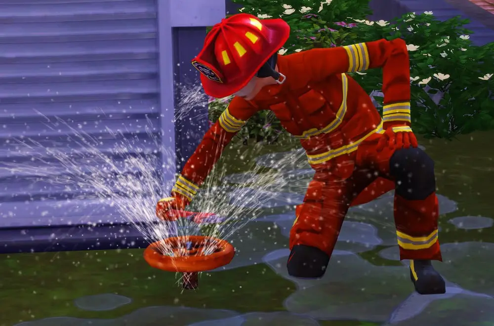 Pompier coupant l'eau