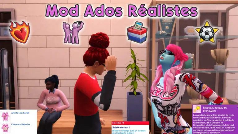 Mod pour ados réalistes dans les Sims 4