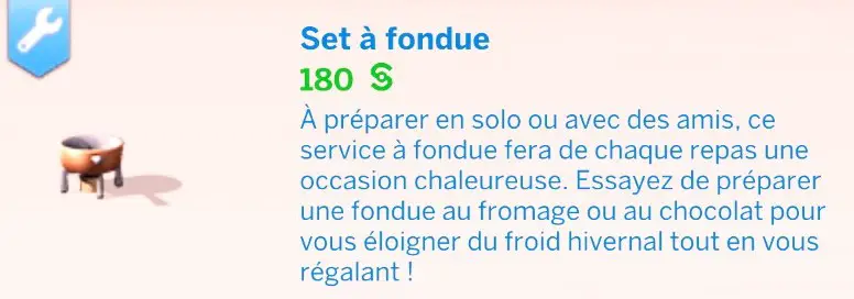 Set à fondue Sims 4