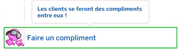 Sims 4 business et hobbies clients compliments