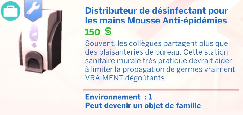 Distributeur désinfectant sims 4 au travail simkatu wash hands