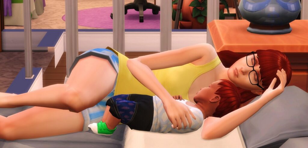 Nap with baby in bed simkatu mod sims 4
