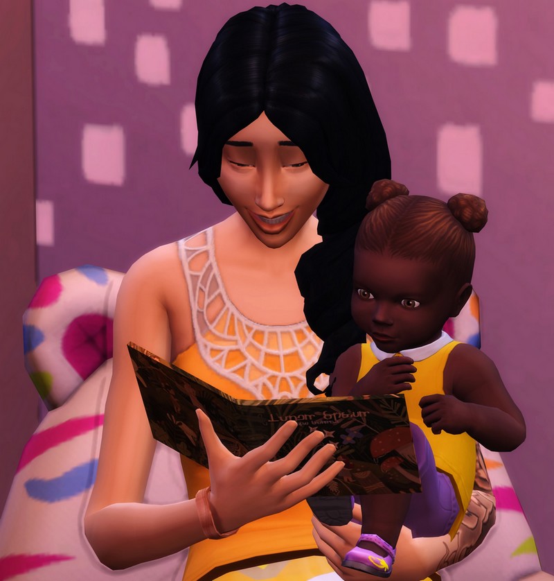 lecture bébé sur les genoux sims 4