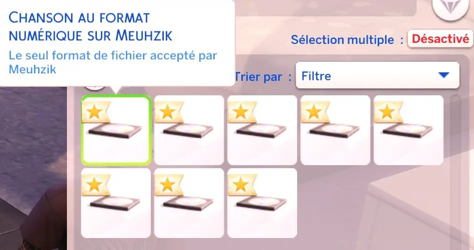 Chansons inventaire Sims 4 musique