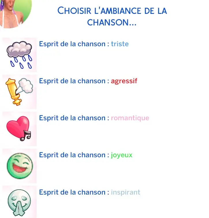 Choix ambiance chanson