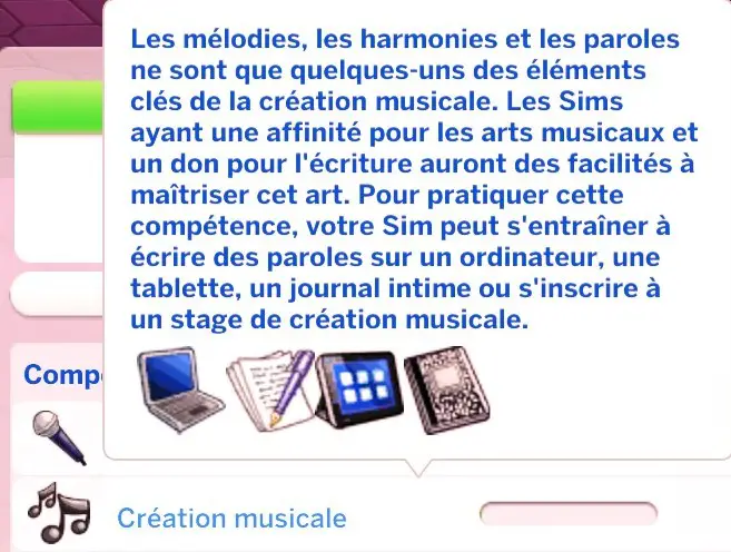Compétence création musicale description