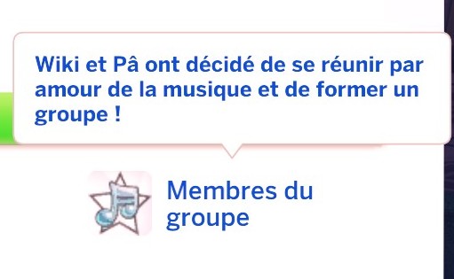 Element de relation membre groupe musique sims 4
