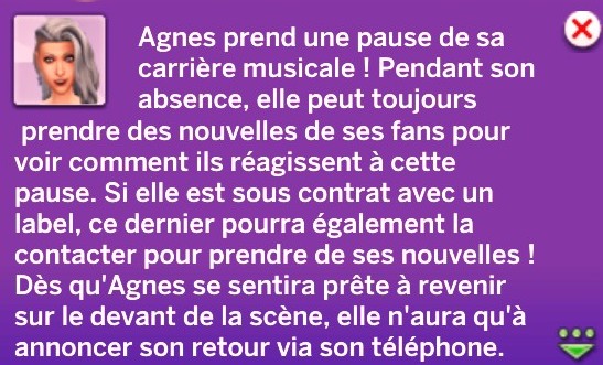 Notif artiste prend pause mod musique sims 4