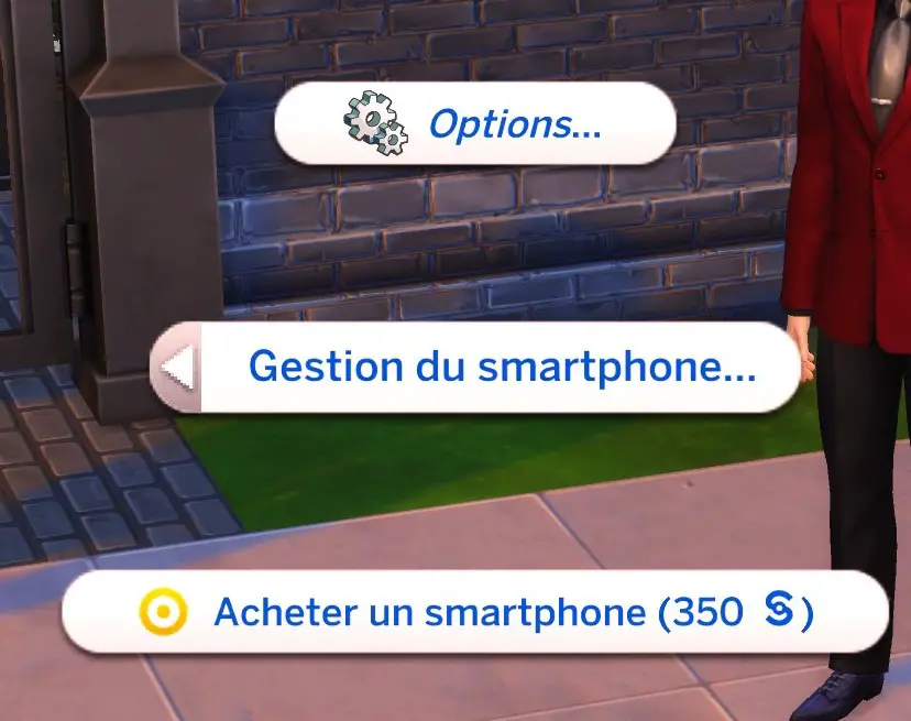 Option et achat smartphone Sims 4
