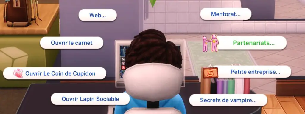 Menu partenariats ordi mod sims 4