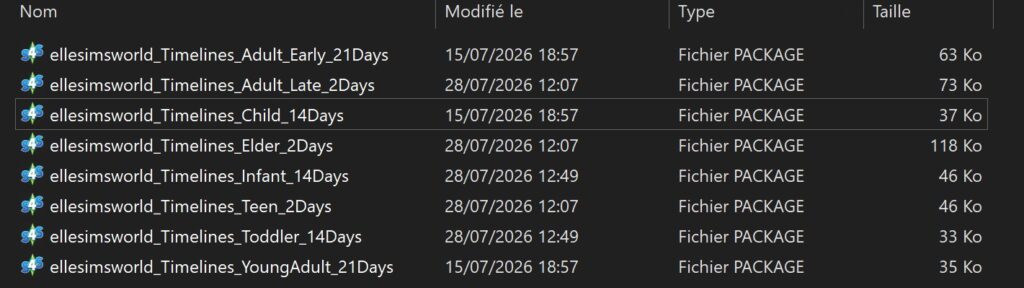 Exemple dossier mod timelines durées différentes