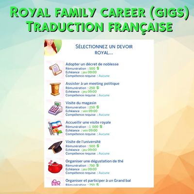Royal family career gigs mod sims 4 kiara français cf