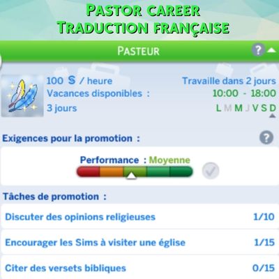 Pastor career mod sims 4 kiara français cf