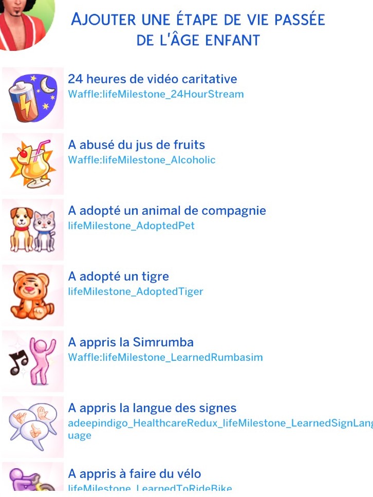 Ajout étape de vie enfant
