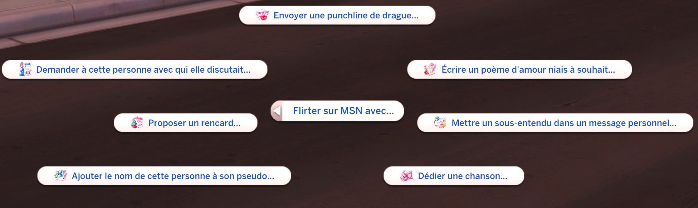 Interactions amoureuses MSN mod sims 4