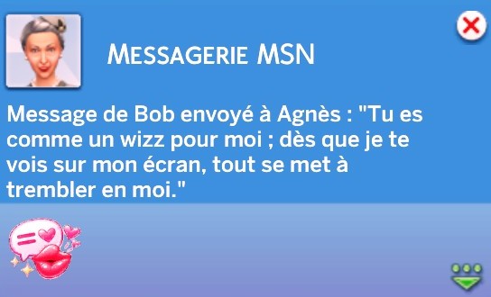 Message Bob Agnès MSN Sims 4