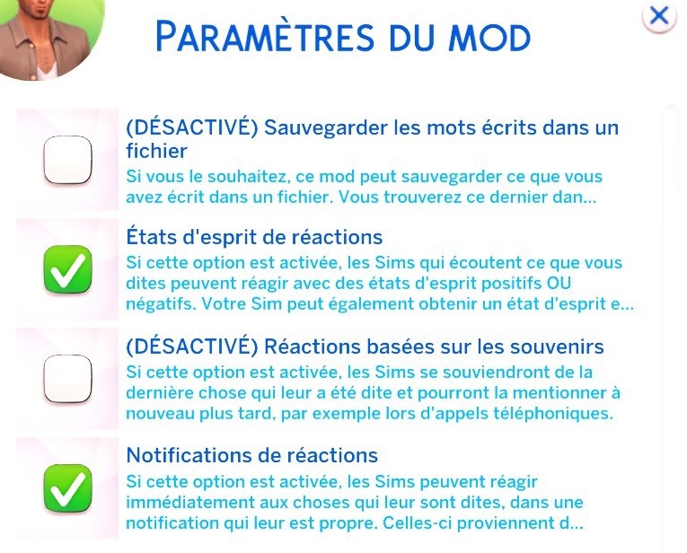 Paramètres mod say something Lumpinou