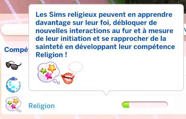 Compétence religion Sims 4