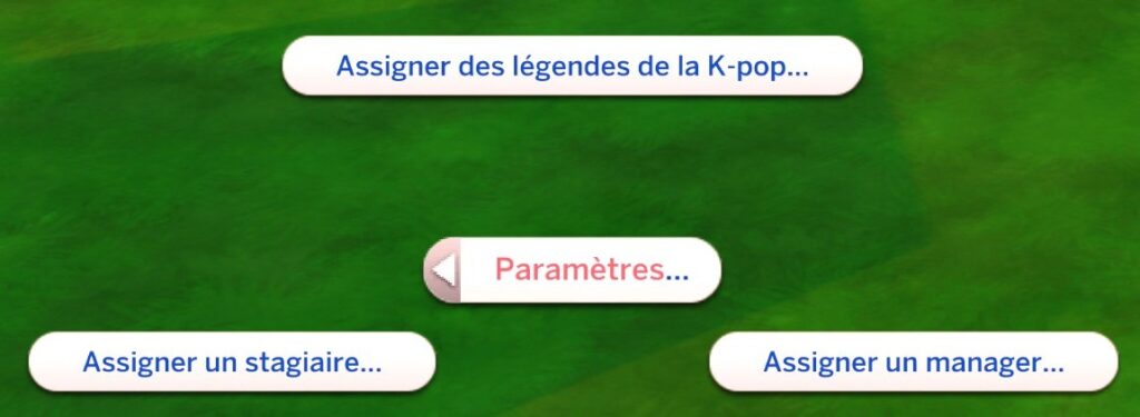 Paramètres assigner rôles mod kpop sims4