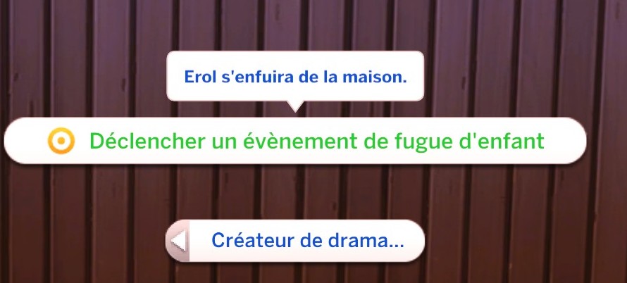 Triche mod drama Pandasama déclencher fugue enfant mod sims 4