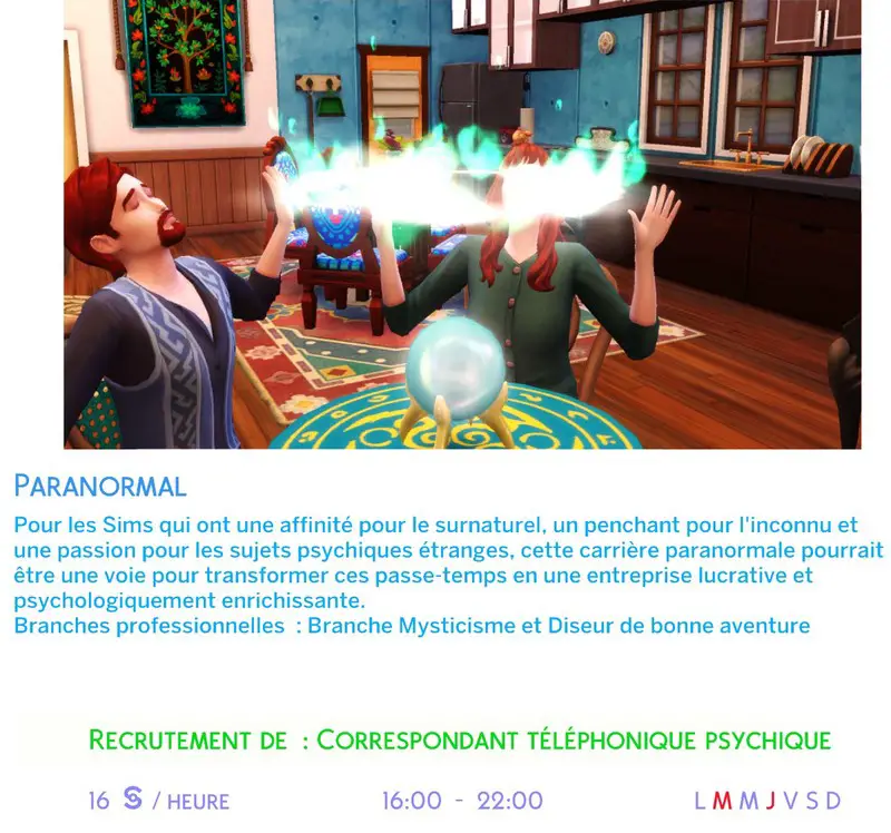 Carrière paranormal Sims 4