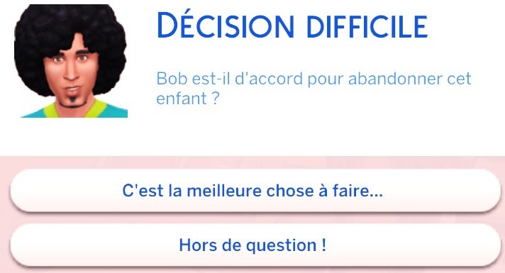 Popup choix partenaire décision abandon bébé