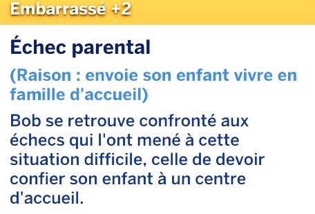 Buff échec parental envoi enfant centre accueil