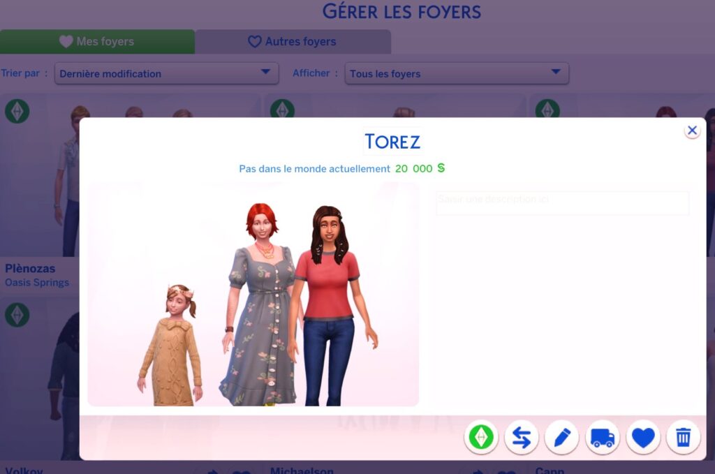 Création foyer parents enfant PNJ