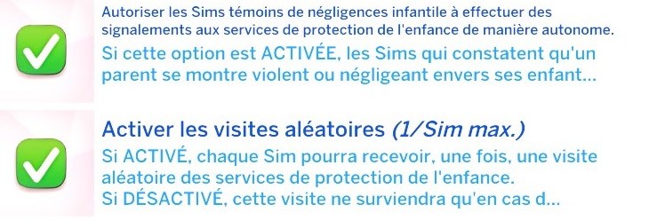Paramètres signalement visite services sociaux