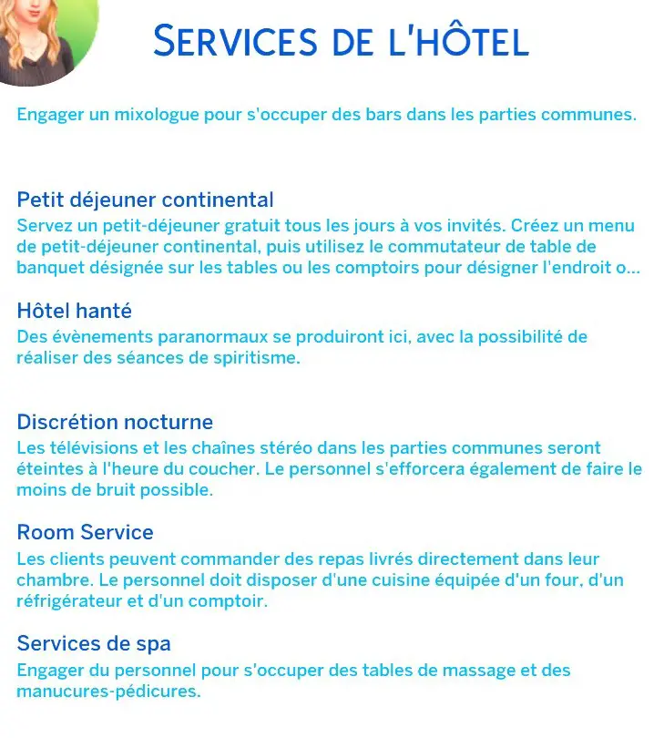 Services de l'hôtel partie 2