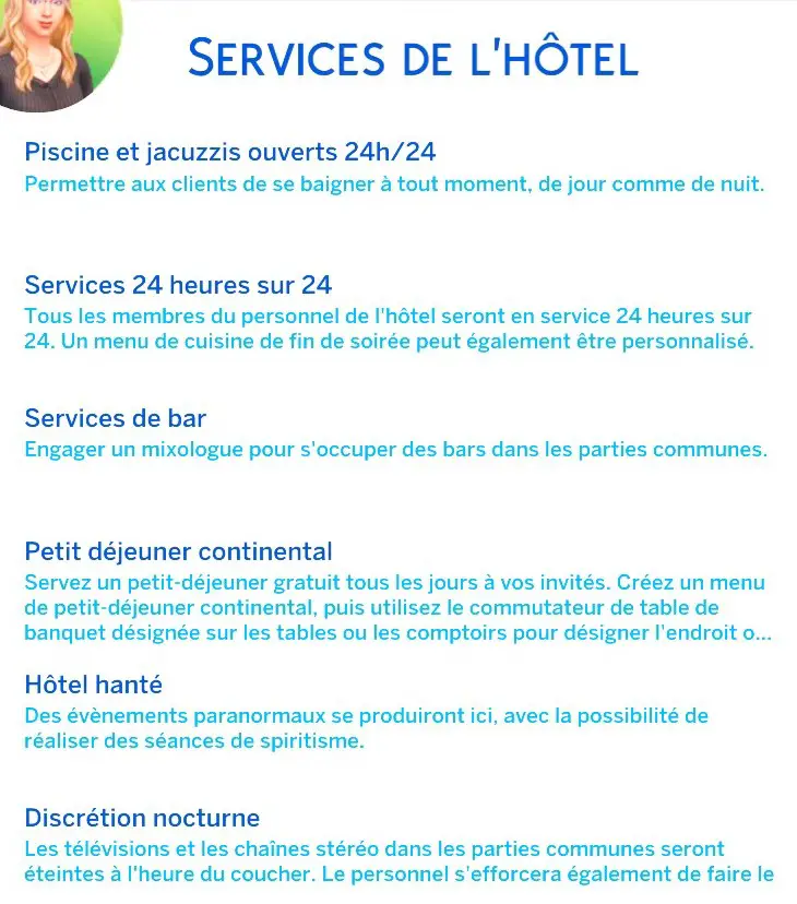 Services de l'hôtel