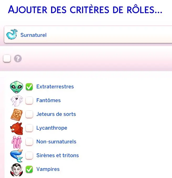 Critère de rôle surnaturel