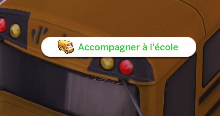 Interaction accompagner à l'école mod bus scolaire Sims 4
