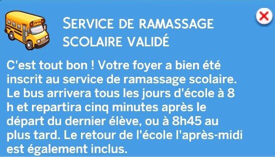 Service bus scolaire validé mod sims 4 kemzima