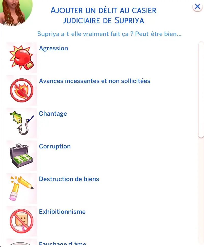 Ajout délit mod sims 4 justice Lumpinou
