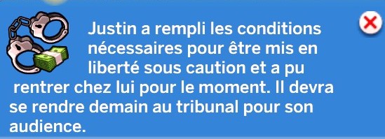 Notif libération sous caution