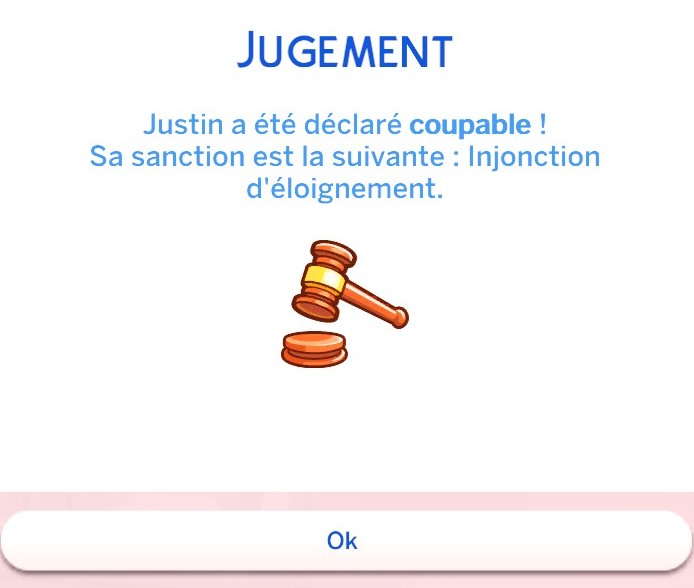 Verdict coupable injonction d'éloignement
