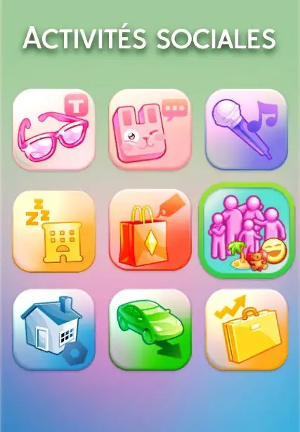 Menu social activities téléphone